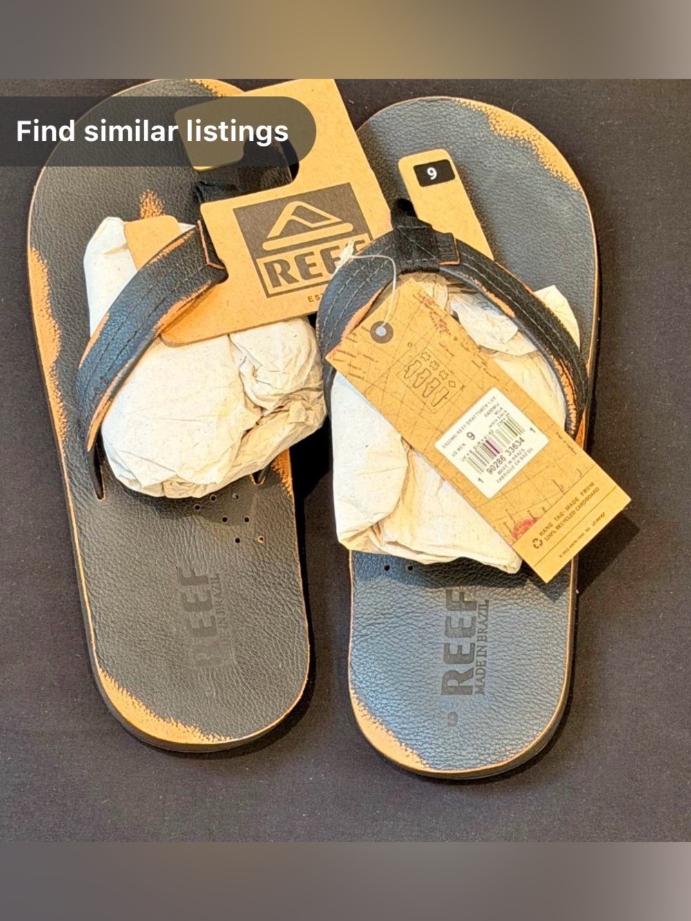 Reef Black and Tan Men's Casual Flip Flops
